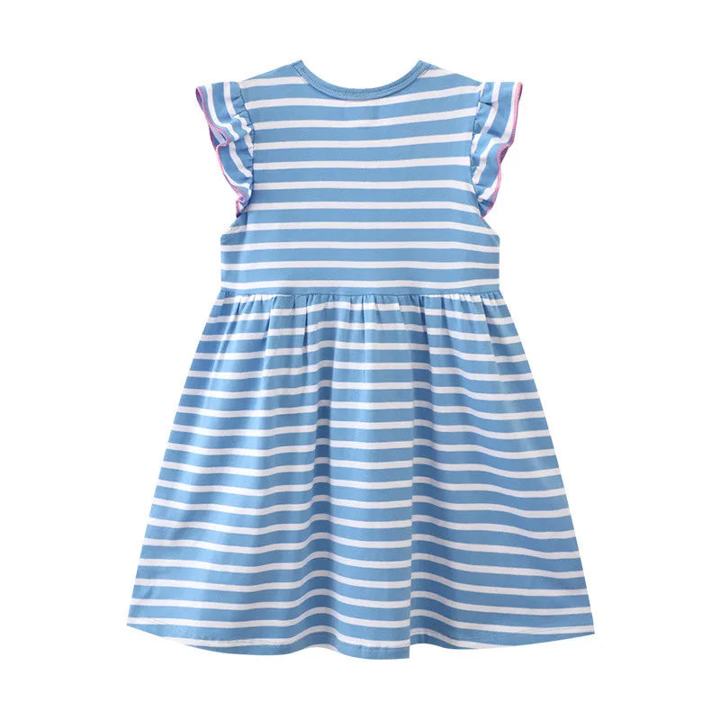 Vestido Infantil Feminino Bordado Unicórnio - Frete Grátis