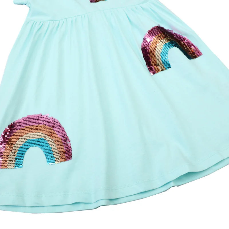 Vestido Infantil com Arco-Íris em Paetê