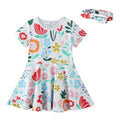 Vestido Infantil em Algodão Estampado + Laço (Brinde)